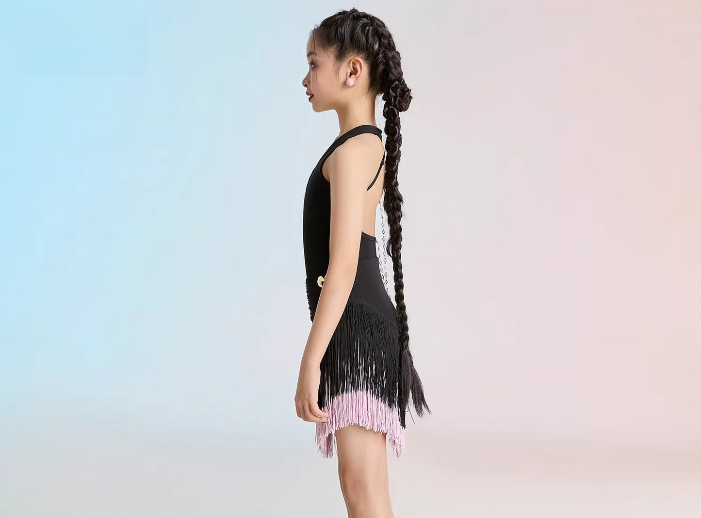 MLX summer new children's new Latin dance practice suit high-end fringed skirt performance suit