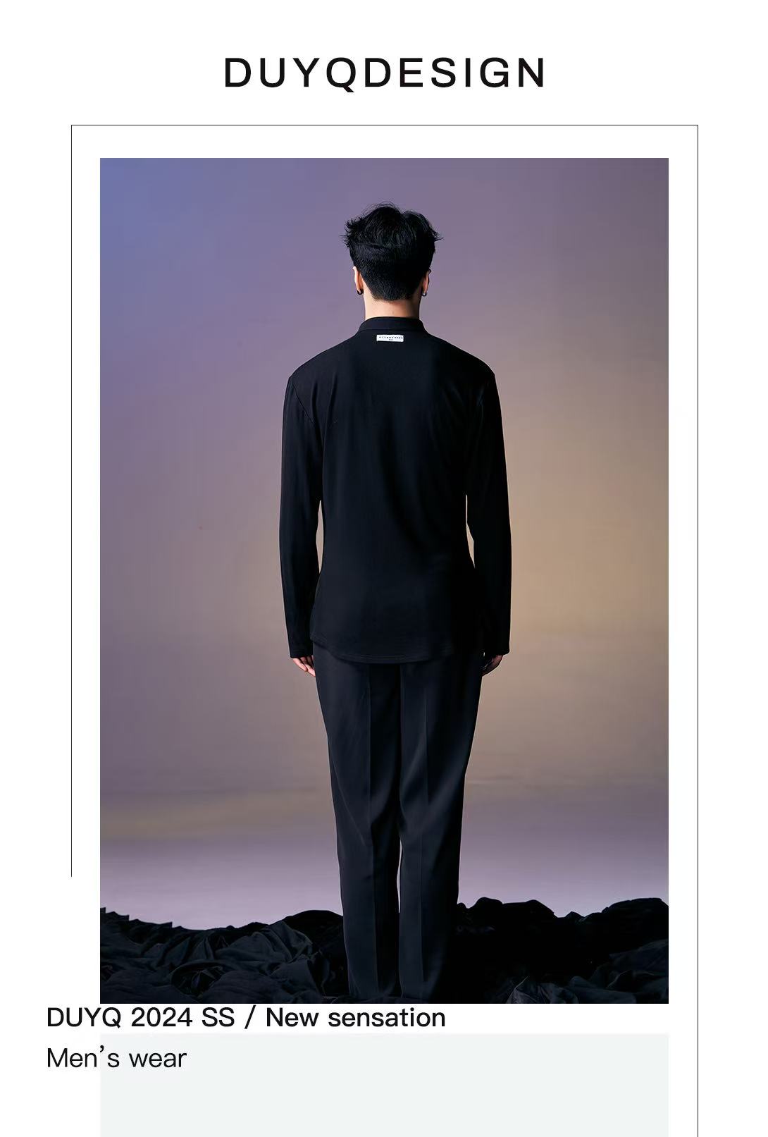 DUYQ.New Men-014 Deep V-neck Knit Long-sleeve Top - Professional Men's Standard Latin Dance Practice Wear