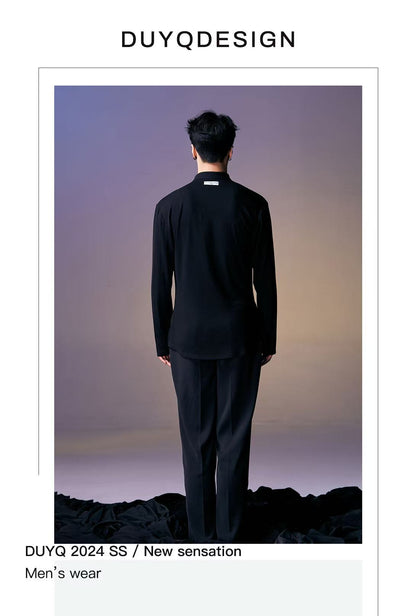 DUYQ.New Men-014 Deep V-neck Knit Long-sleeve Top - Professional Men's Standard Latin Dance Practice Wear