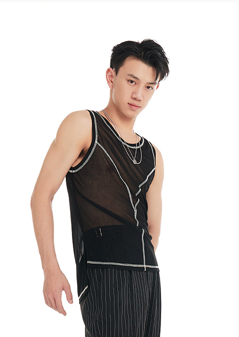 DUYQ "Black and White" Men's 008 Minimalist Herringbone Vest Versatile Single Product National Standard Latin Dance Practice Suit