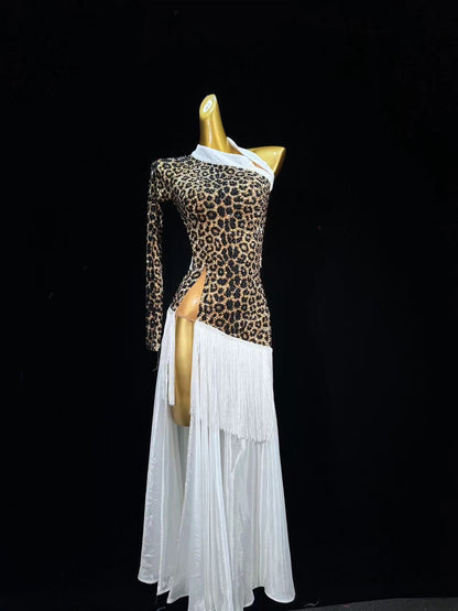 MINEJAS.S014 Leopard print and white hemline American Smooth Costume - Mine·Jas