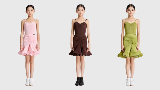 MLX Gold Label 115+201 Summer Children's Latin Dance Practice Costume Suspender Skirt Dance Training Performance Uniform