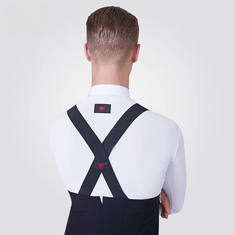 NY Fashion Men's Competition Shirt Zipper Modern Dance Top Performance Shirt180002