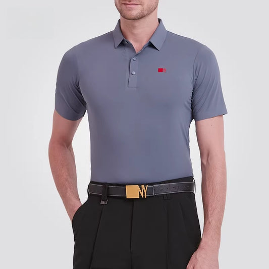 NY Fashion Men's Grey Polo Shirt Ballroom Dance Latin Dance Practice Shirt 202201T