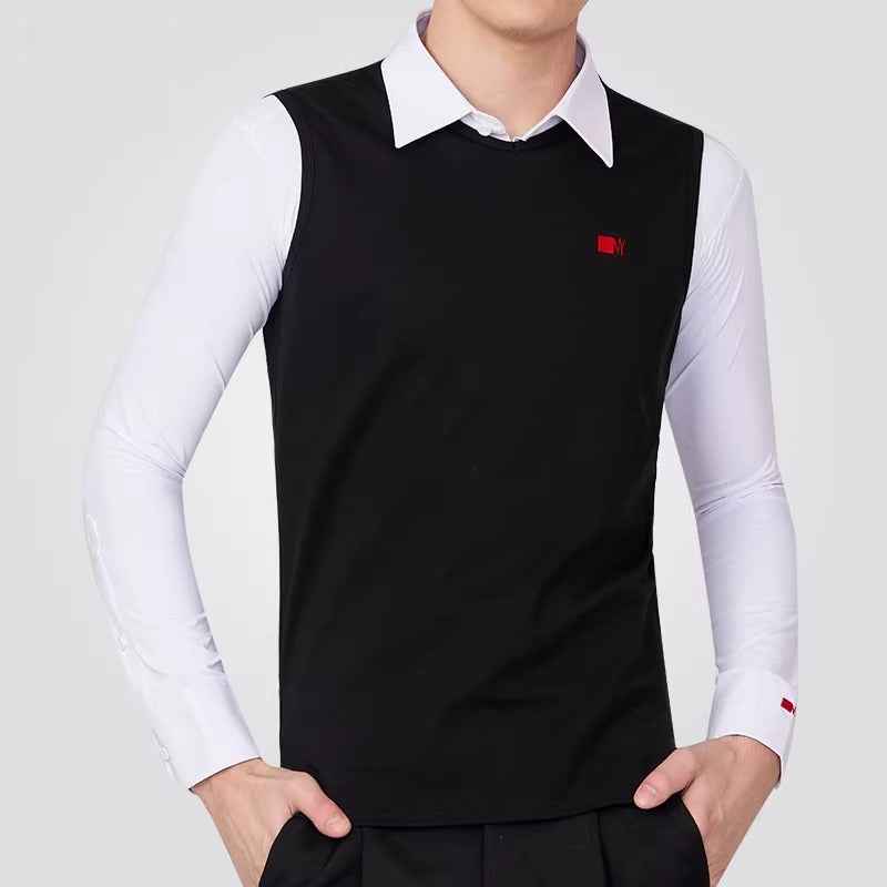 NY Fashion Men's V-Neck Vest Latin Dance Vest National Ball Dance Practice Suit Training Suit Men's 24134S