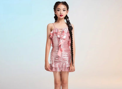 MLX professional children's Latin dance practice clothes, beautiful back dress, advanced children's dance training performance clothes