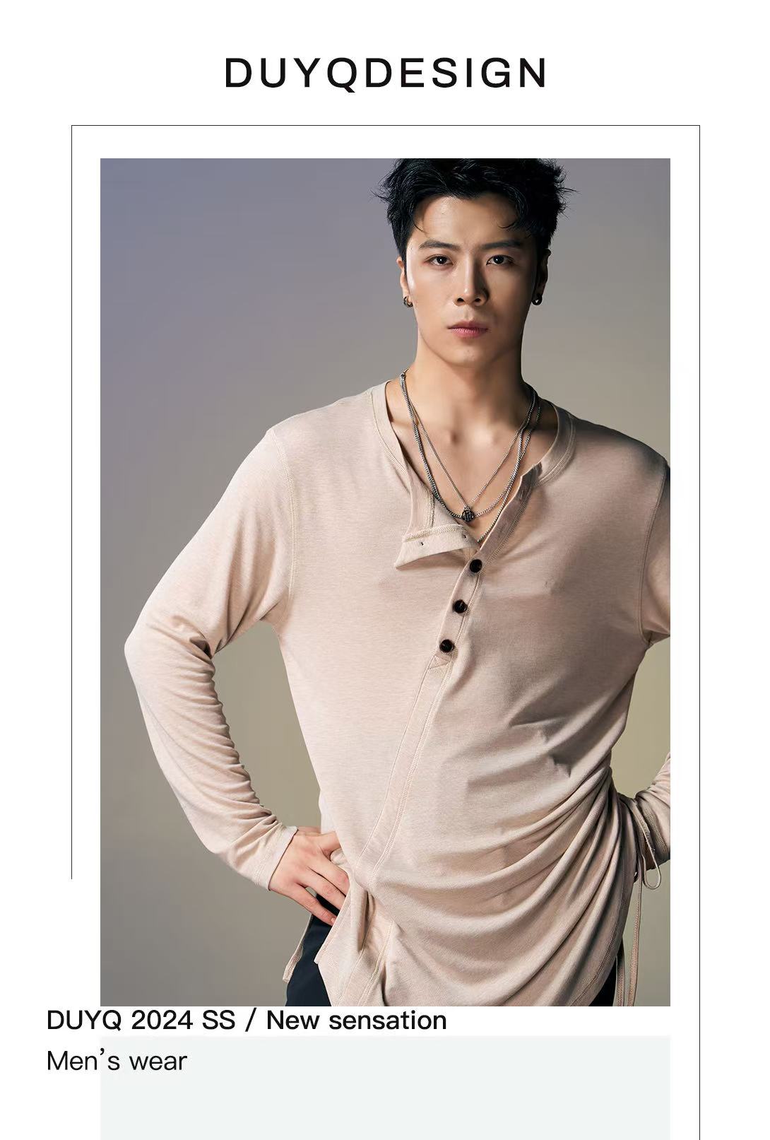 DUYQ.New Men-019 Merino Wool Long-sleeve Top - Ultra-comfortable Professional Latin Dance Practice Wear
