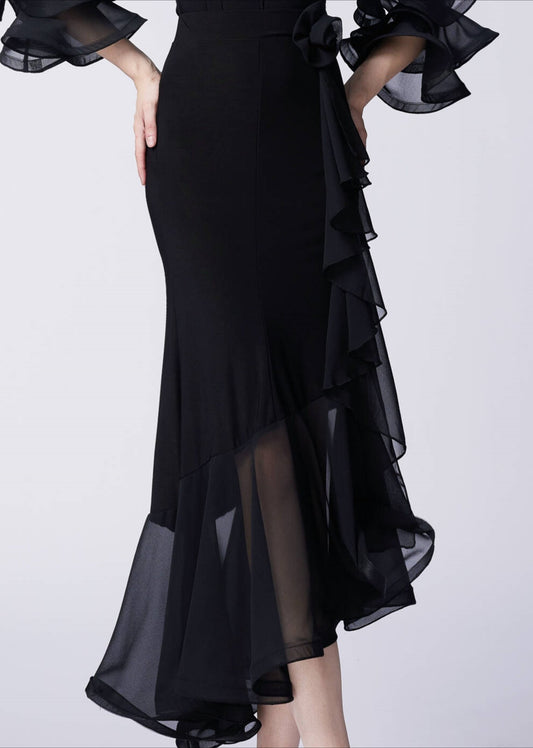 WD.Q32 New Women's Ballroom Dance Skirt Skinny Temperament High Waist Fashion Sexy Black