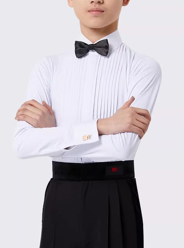 NY Fashion Pre- Teen Juvenile competition shirt Boys Latin Dance Performance Shirt Children's Competition One-piece Dance Top ET02