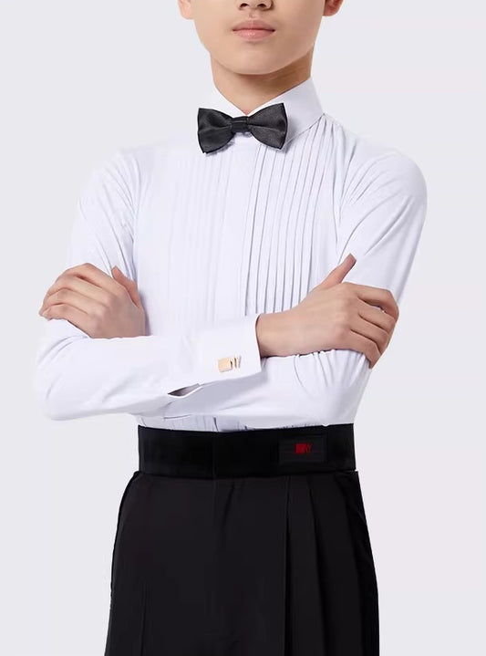 NY Fashion Pre- Teen Juvenile competition shirt Boys Latin Dance Performance Shirt Children's Competition One-piece Dance Top ET02