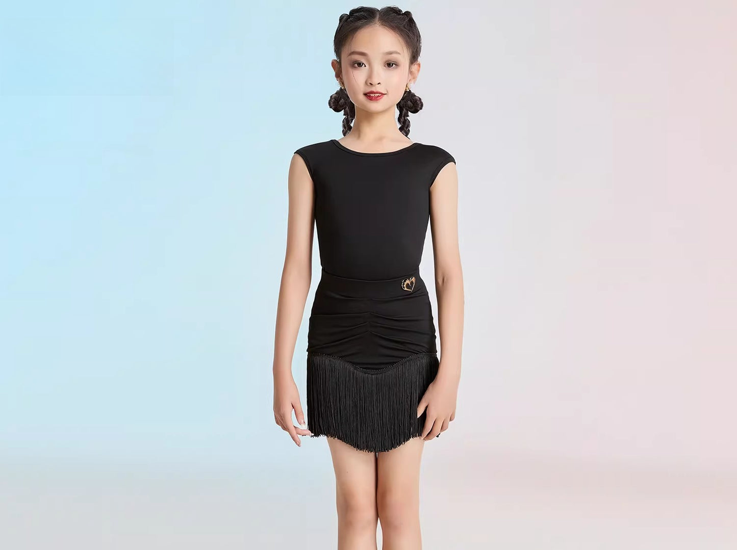 MLX children's new Latin dance costumes, high-end children's dance fringed skirt practice performance suit