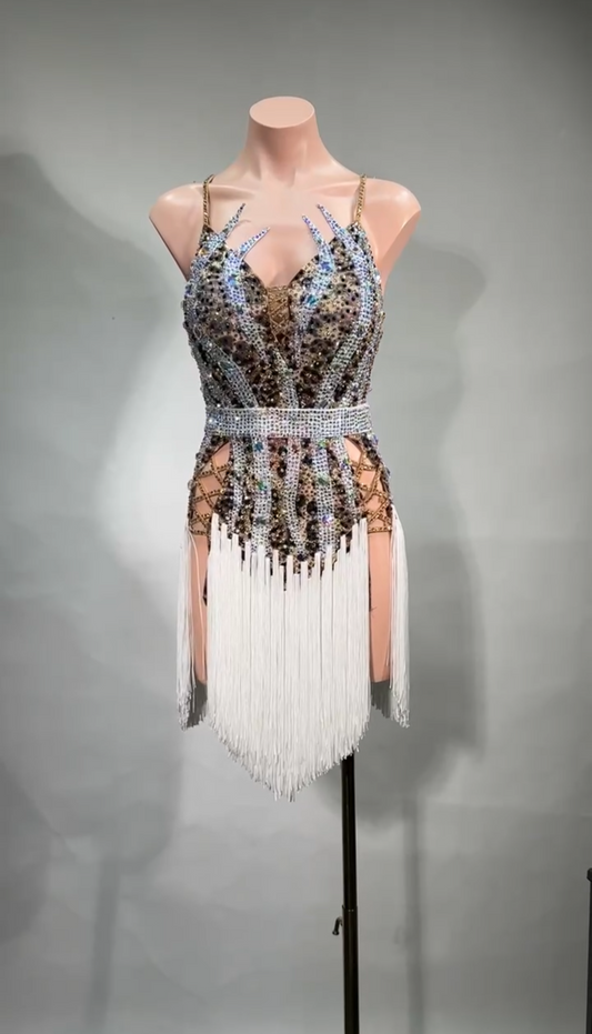 MINEJAS.L020 Leopard print with white fringe