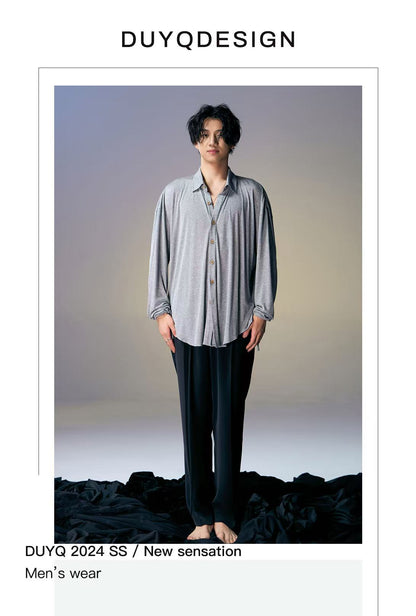 DUYQ.New Men-018 Classic Retro Loose Shirt - Men's Standard Latin Dance Practice Wear