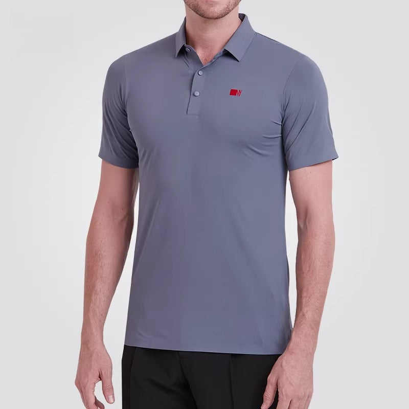 NY Fashion Men's Grey Polo Shirt Ballroom Dance Latin Dance Practice Shirt 202201T