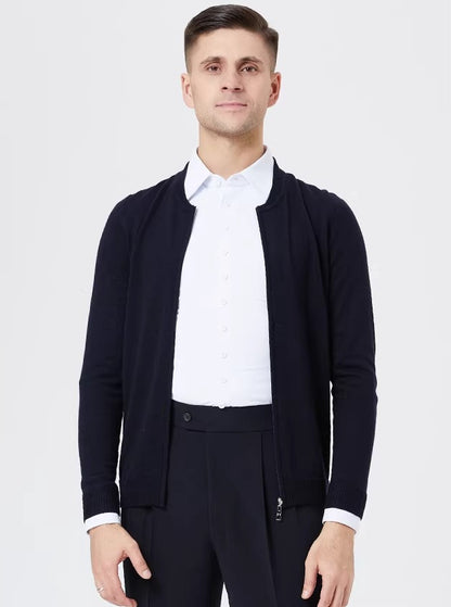 NY Fashion anti-wrinkle long-sleeved wool sweater men's and women's same knitted sweater zipper ballroom dance top 23108S