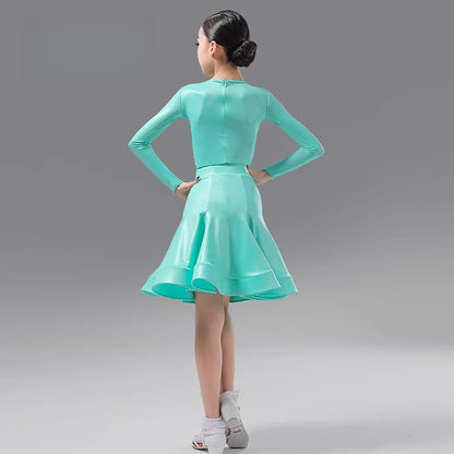 MLX8965 Children's Latin Dance Competition Performance Clothing Split Children's Dance Grading Standards Regulations Clothing Long Sleeves