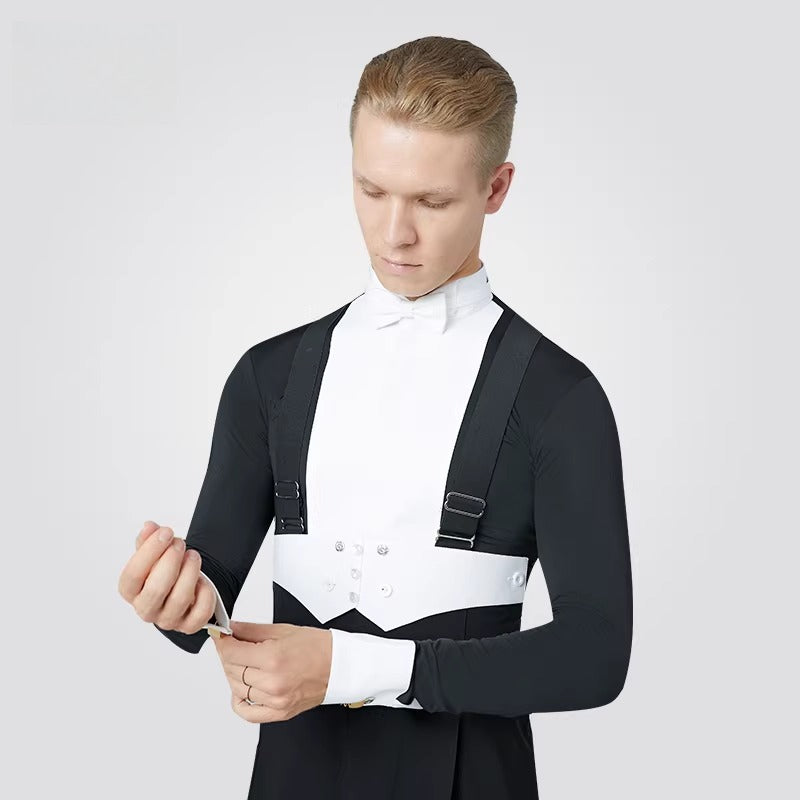 NY Fashion Men's Competition Shirt Zipper Butterfly Collar Practice Dance Shirt Performance Dance Shirt 91003C