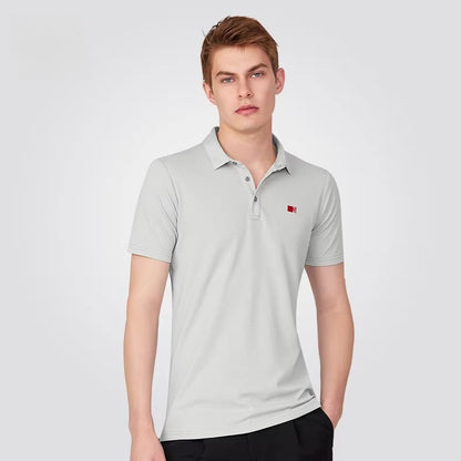 NY Fashion Men's POLO Shirt Waffle Stretch Fabric Top Short Sleeve T-Shirt National Ballroom Dance 20199T - Mine·Jas