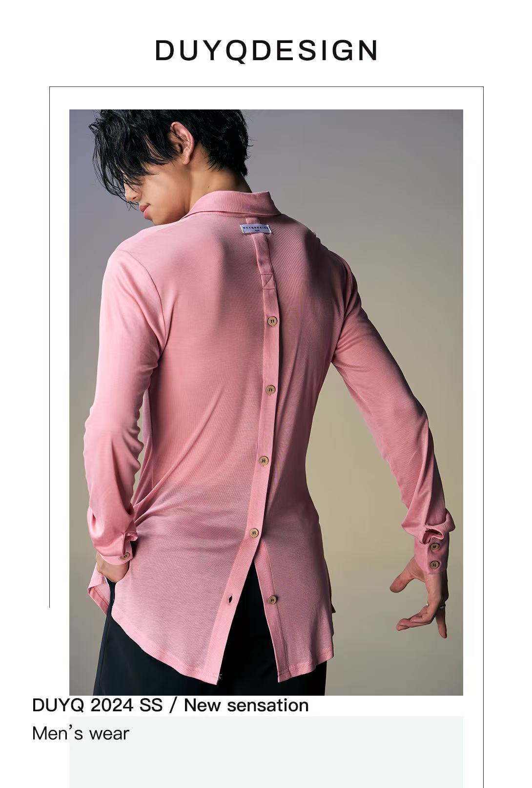 DUYQ.New Men-017 Buttoned Slim-fit Shirt - Professional Men's Standard Latin Dance Practice Wear for Daily Use