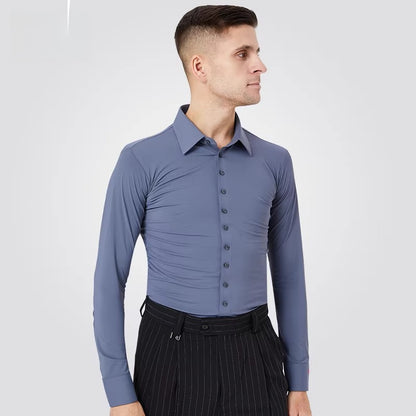 NY Fashion Men's Competition Shirt Dance Shirt Practice Top National Billboard Dance Top 21113C - Mine·Jas