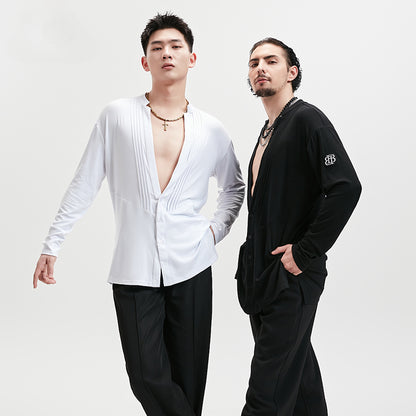 BOBO boys new Latin dance clothes professional tops adult practice clothes art test performance training clothes men's shirts