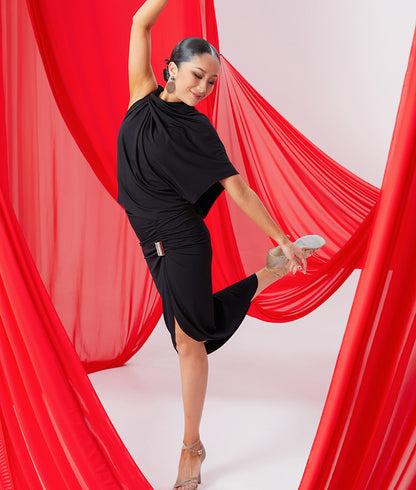 DUYQ [NSAD] 015 average size slanted shoulder top, national standard women's Latin dance practice clothes can be used every day