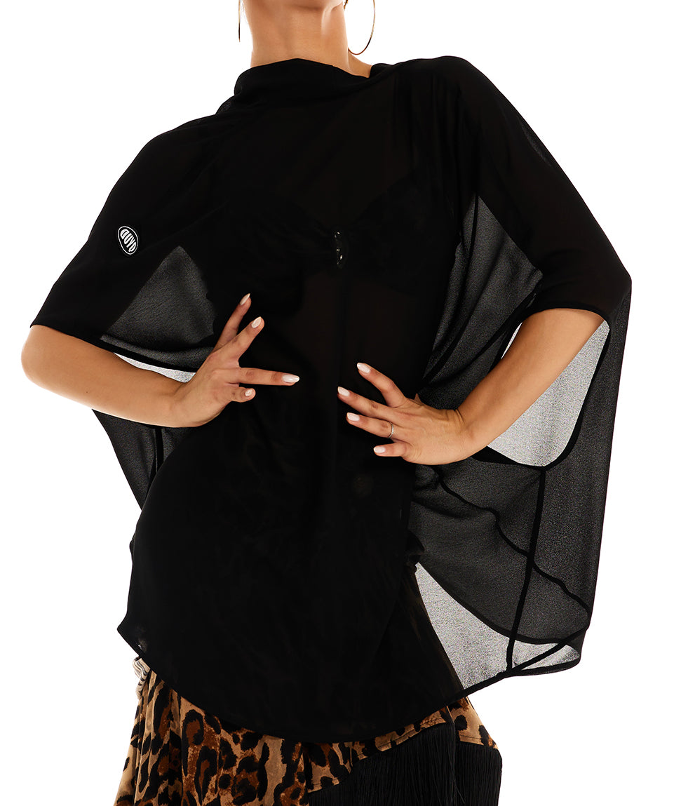 DUYQ [Polina] 009 versatile chiffon loose kink blouse national standard women's Latin dance practice suit top