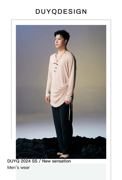 DUYQ.New Men-019 Merino Wool Long-sleeve Top - Ultra-comfortable Professional Latin Dance Practice Wear