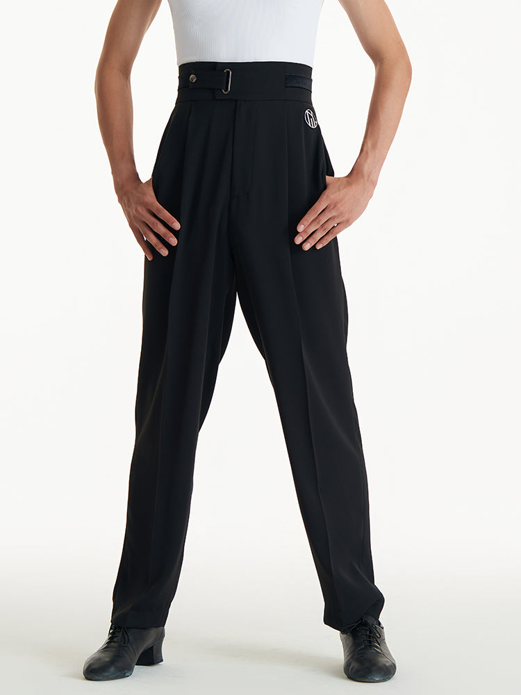 DUYQ Men’s Series 025 – Velvet Panel Loose-Fit Straight Latin Practice Pants for Adults (Standard Ballroom)