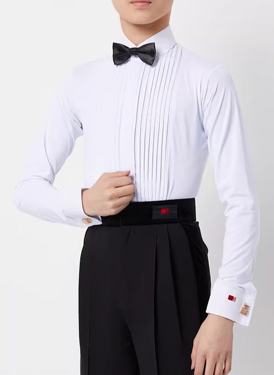 NY Fashion Pre- Teen Juvenile competition shirt Boys Latin Dance Performance Shirt Children's Competition One-piece Dance Top ET02