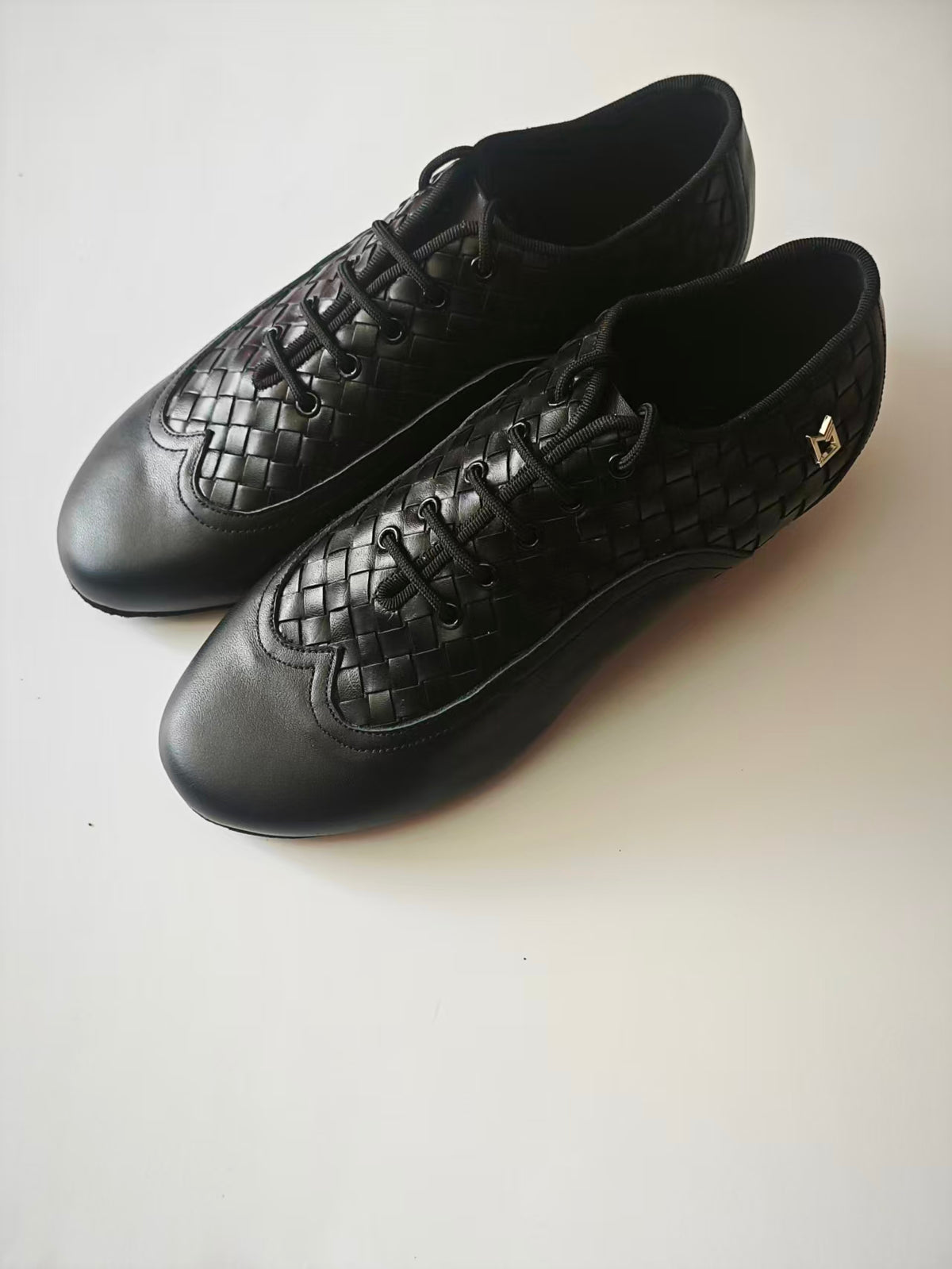 Beige Woven Patchwork Teacher Dance Shoes BY MARINA SERGEEVA