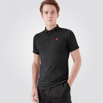 NY Fashion Men's POLO Shirt Waffle Stretch Fabric Top Short Sleeve T-Shirt National Ballroom Dance 20199T - Mine·Jas