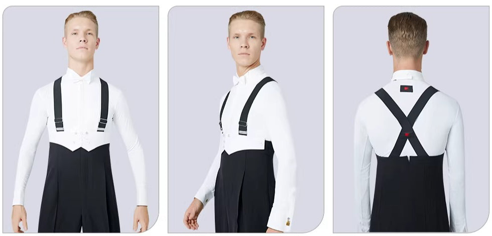 NY Fashion Men's Competition Shirt Zipper Butterfly Collar Practice Dance Shirt Performance Dance Shirt 91003C