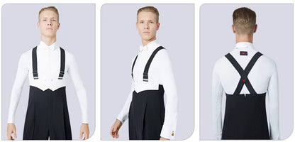 NY Fashion Men's Competition Shirt Zipper Butterfly Collar Practice Dance Shirt Performance Dance Shirt 91003C