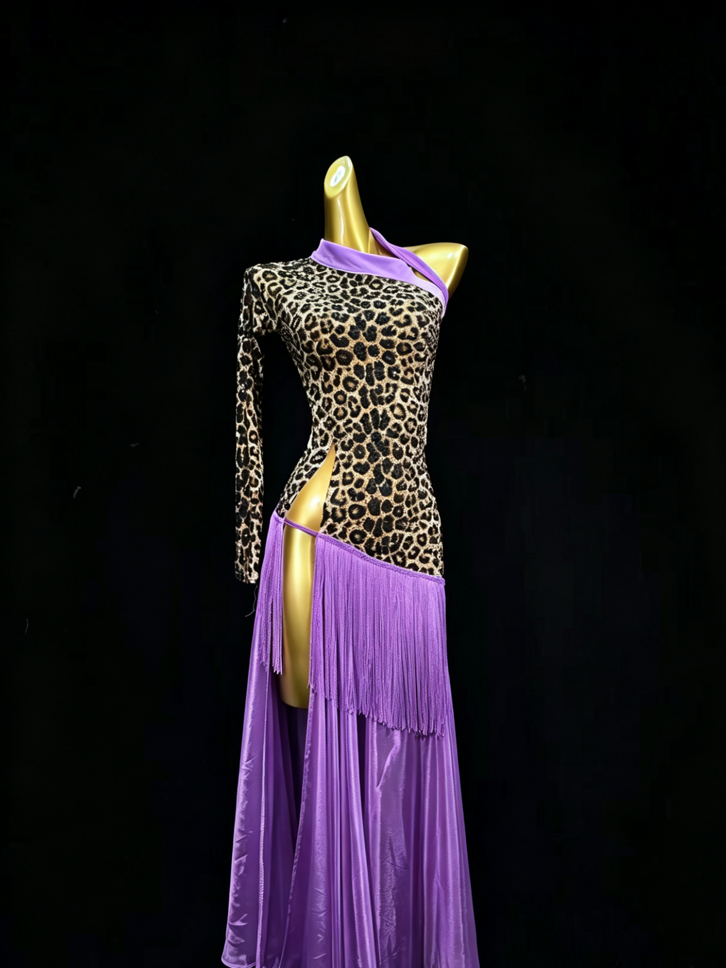 MINEJAS.S014 Leopard print and white hemline American Smooth Costume - Mine·Jas