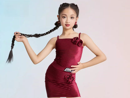 MLX 8212/8399 Children's Latin Dance Practice Suit Advanced Sense Children's Dance Training Performance Class Suit