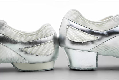 DRH DANCE-101.Ballet Silver Teacher Shoes, Latin Modern Practice Shoes Women's Adult Dance Shoes Summer Mesh