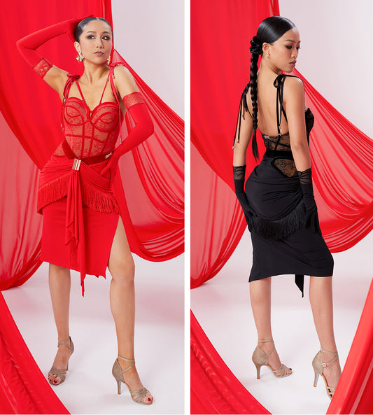 DUYQ [NSAD] 004 Rumba Kink Split Skirt Latin Women's Practice Suit Professional Premium New Product