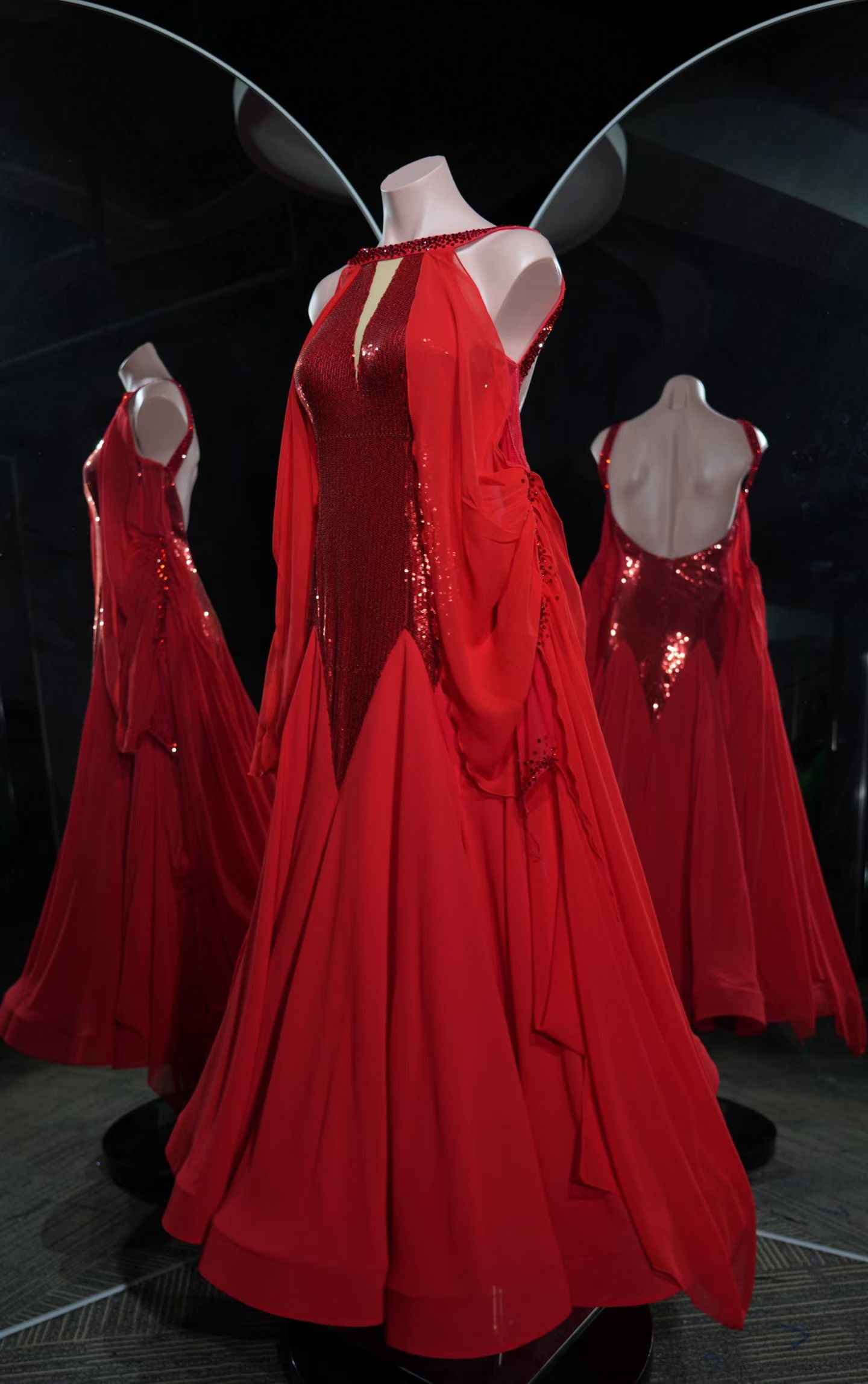 PEI.B012 Red Sequin Ballroom Competition Dance Gown