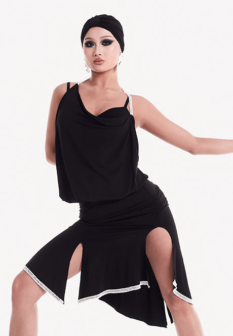 DUYQ "Black and White" women's 002 original design suspender hip dress Latin dance performance suit