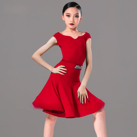 MLX 8864 new children's Latin dance competition costumes, kan sleeves, dance grading standards, performance costumes 8864