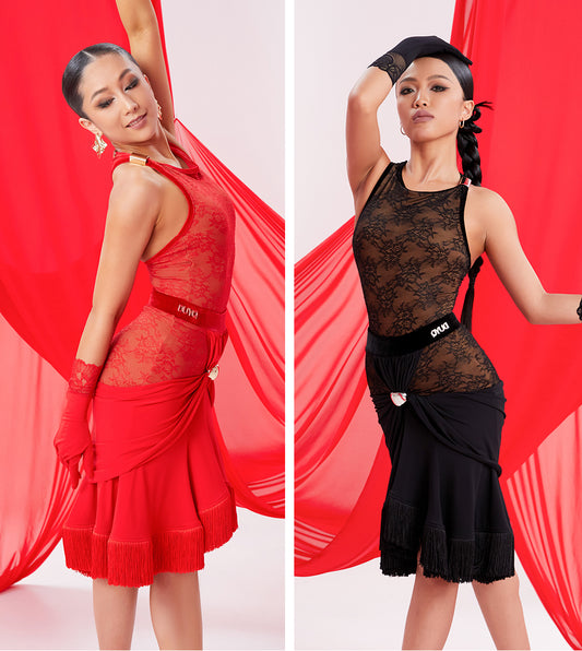 DUYQ [NSAD] 002 Metal kinky splicing skirt Latin girls practice clothes performance class uniforms professional