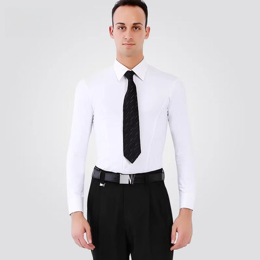 NY Fashion Men's Ballroom Practice Stretch Fabric Dance Shirt 16610S-A
