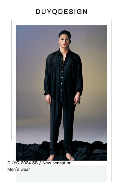 DUYQ.New Men-018 Classic Retro Loose Shirt - Men's Standard Latin Dance Practice Wear