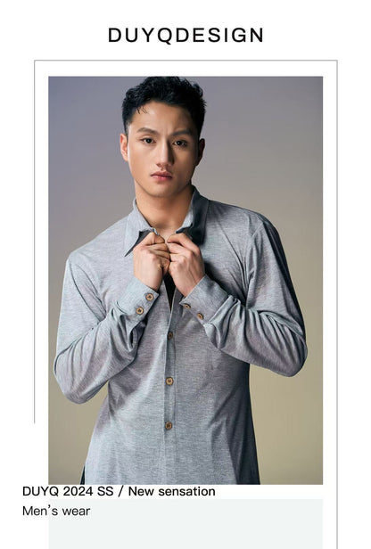 DUYQ.New Men-017 Buttoned Slim-fit Shirt - Professional Men's Standard Latin Dance Practice Wear for Daily Use