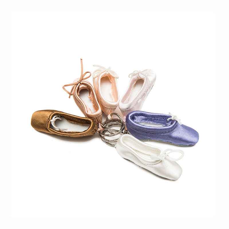 Handmade Mini Ballet Pointe Shoes Keychain Satin Dance Trinket