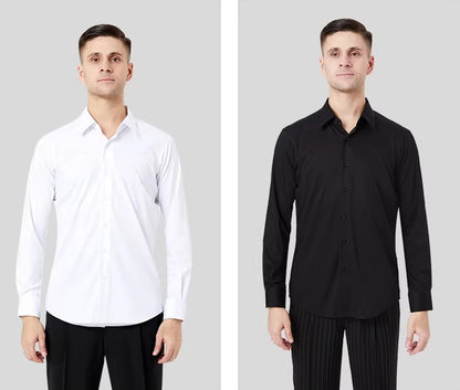 NY Fashion Men's Elegant Classic Shirt Ballroom Dance Shirt  Practice Dance Top 23110S