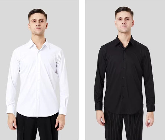 NY Fashion Men's Elegant Classic Shirt Ballroom Dance Shirt  Practice Dance Top 23110S