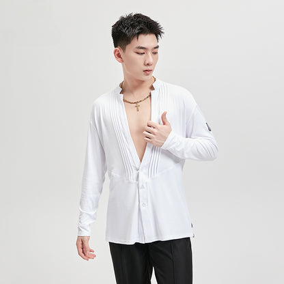 BOBO boys new Latin dance clothes professional tops adult practice clothes art test performance training clothes men's shirts