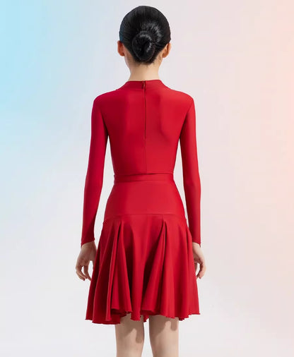 MLX8858-ZH Children's new Latin dance competition clothing Children's long-sleeved fish-bone sports association standard clothing